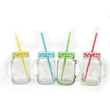 Glass Mason Jar Drink Tumbler