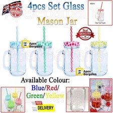 4pcs Set Glass Mason Jar Drink