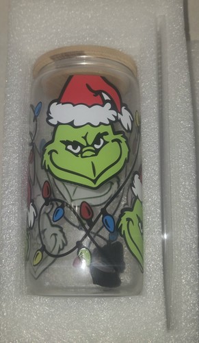 Grinch 18oz beer can - grinch,, glass