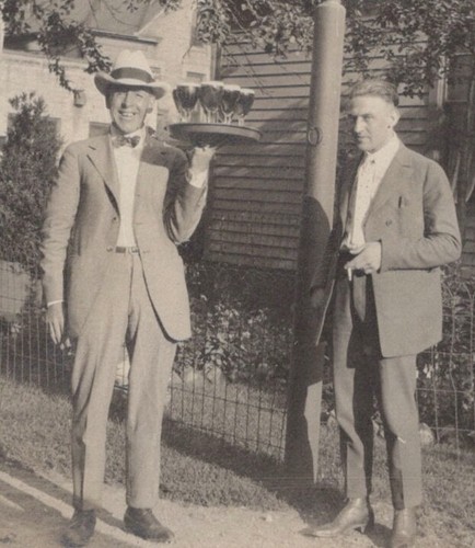 Two men suits straw - suits, hat