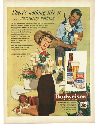1950 budweiser beer print - budweiser, ad