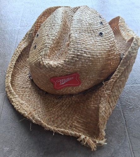 Cowboy straw hat miller beer - straw,