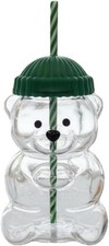 Glass Bear Cup With Straw and